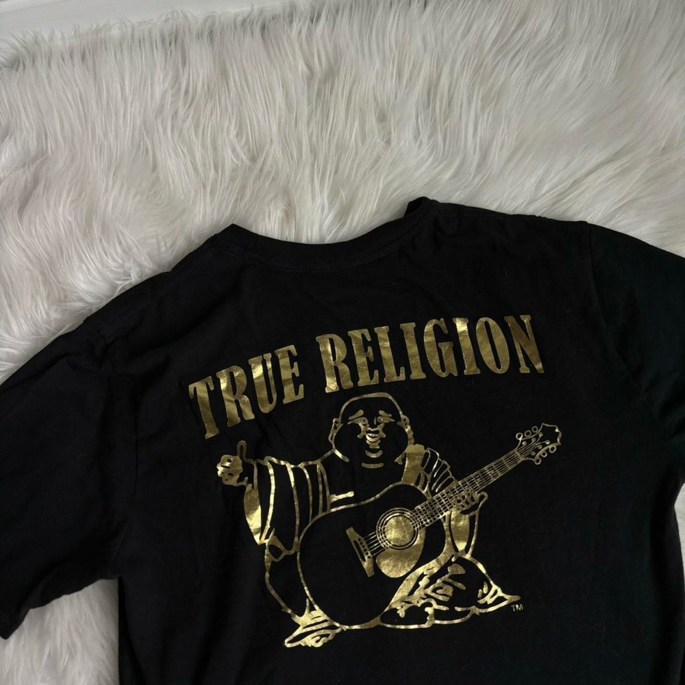 True Religion Black T-Shirt with Gold Graphic